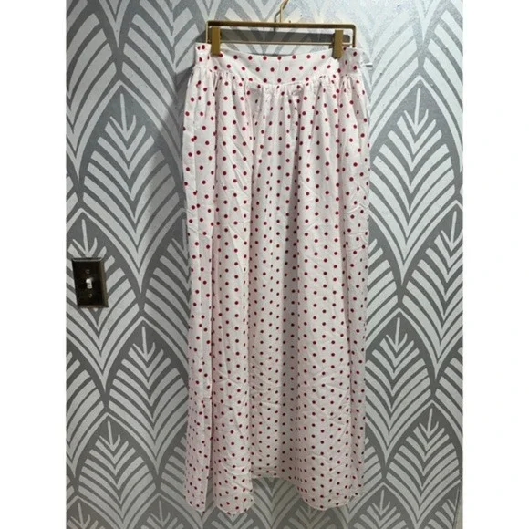 Princess Polly Red Polka Dot White High Waisted Valeria Maxi Skirt US 4 Pockets - Picture 6 of 7